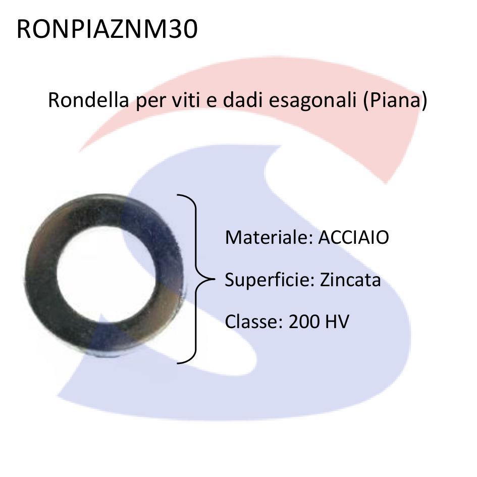 Rondella per Viti e dadi esagonali (Piana) Zincata M30 - VITI RONPIAZNM30