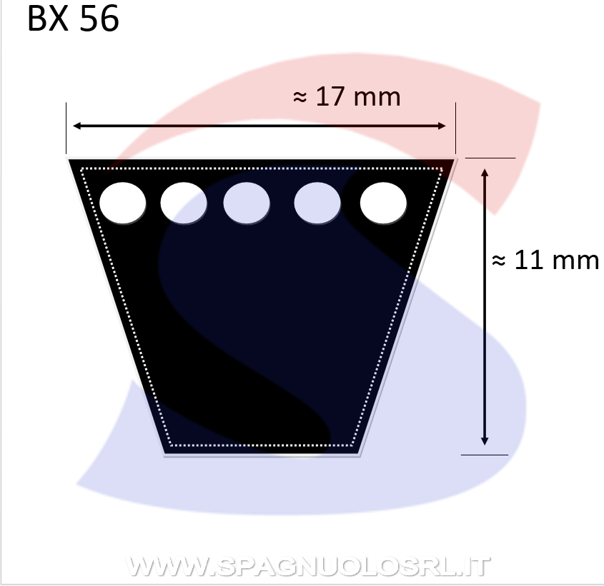 Cinghia Trapezoidale Classica Sezione BX 17X11X1500 - PIBELT BX56