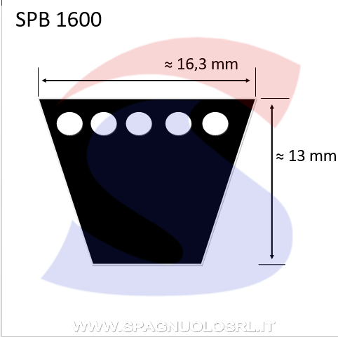 Cinghia Trapezoidale Classica Sezione SPB 16,3X13X1622 - OPTIBELT SPB 1600