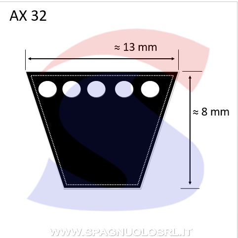 Cinghia Trapezoidale Classica Sezione AX 13X8X865 - PIBELT AX32