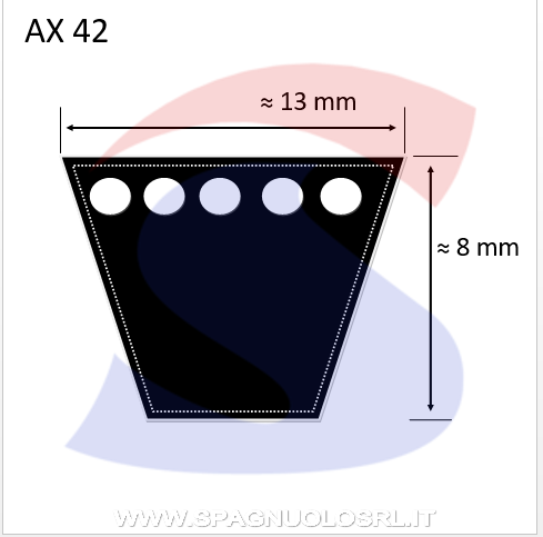 Cinghia Trapezoidale Classica Sezione AX 13X8X1120 - PIBELT AX42