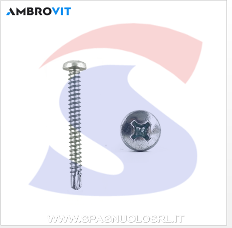 VITI AUTOPERFORANTE M3,5X19 T.CIL.A CROCE ZINCATE CROMATE - AMBROVIT 17603