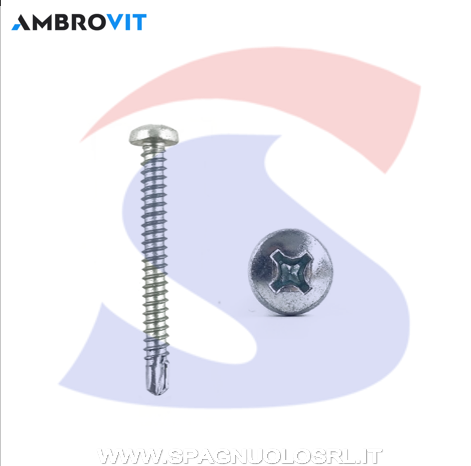 VITI AUTOP. M4,8X32 T.CIL.A CROCE ZINCATE CROMATE - AMBROVIT 17632