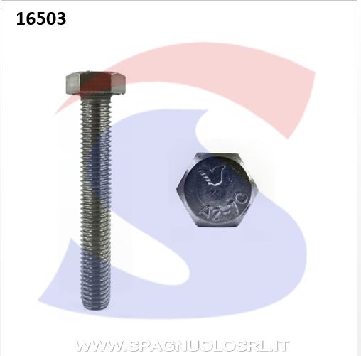 VITE T.ESAG. M8X50 INOX A2 PASSO GROSSO TOTAL.FILET. - INOX 933-2-8*50