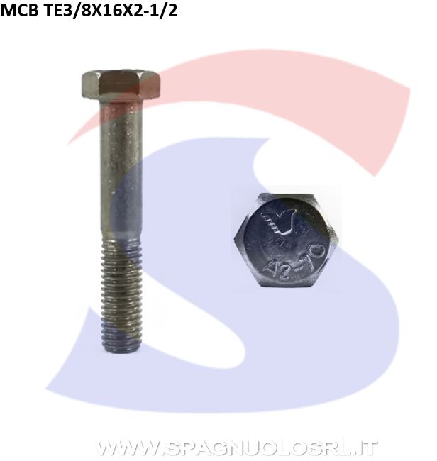 VITE IN POLL. 3/8-16X2-1/2" T.ESAG.INOX PARZ. FILET. - VITI TE3/8X16X2-1/2