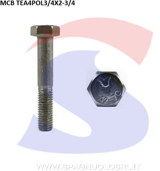 VITE IN POLLICE 3/4X2-3/4" T.ESAG.INOX PARZ. FILET. - VITI TEA4POL3/4X2-3/4