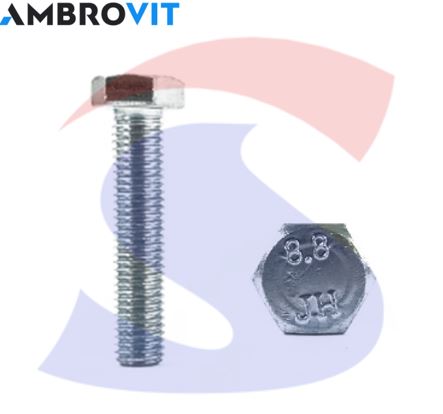 BULLONE ACCIAIO 8.8MM 8X16 TESTA ESAG ZINCATI FILETTO INTERO - AMBROVIT 15399