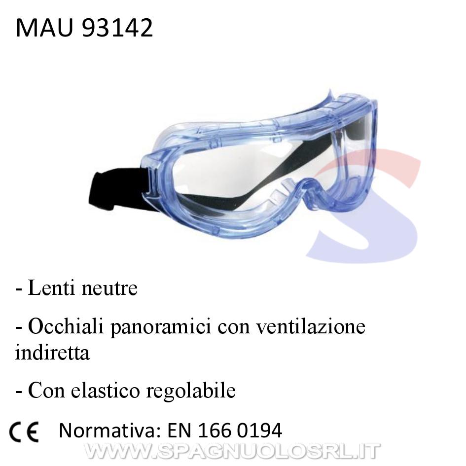 Occhiali panoramici a mascherina con elastico regolabile - MAU 93142