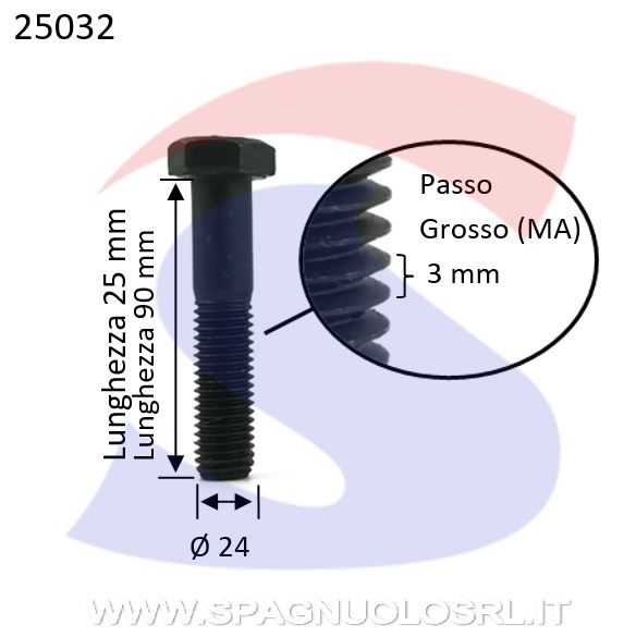 VITE T.ESAG.10.9 M24X90 PASSOGROSSO PARZ.FILET.BRUNITA - VITI VITTE10.9M24X90PF