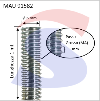 BARRA FILETTATA ZINC.1MT 6MMPASSO GROSSO 1 - MAU 91582