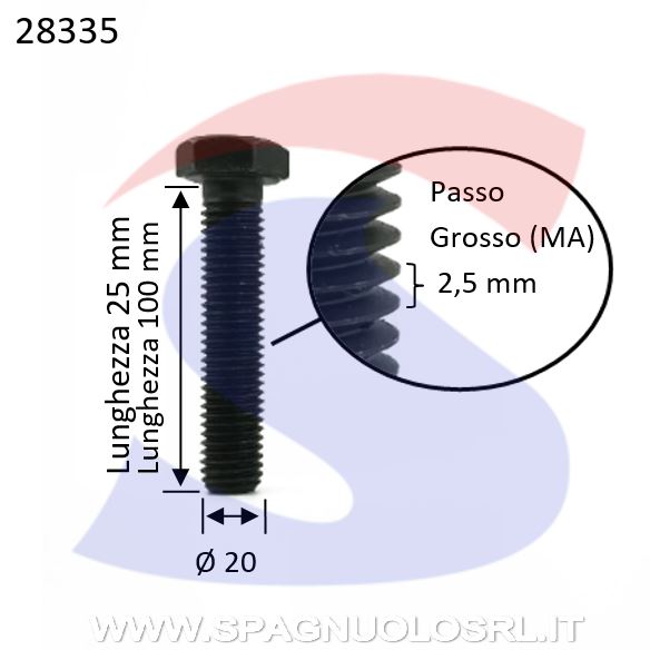 VITE T.ESAG.8,8 M20X100 PASSOGROSSO TOTAL.FILET.BRUNITA - VITI 839000020100