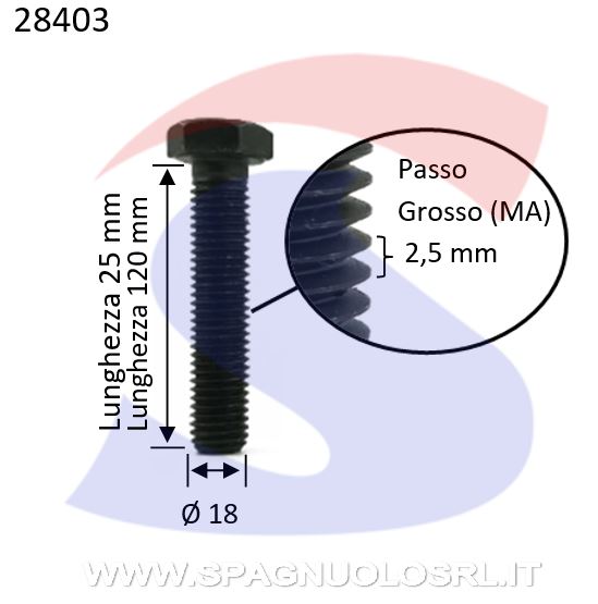 VITE T.ESAG 8.8 M18X120 PASSOGROSSO TOTAL.FILET.BRUNITA - VITI VITTEM18X120TF
