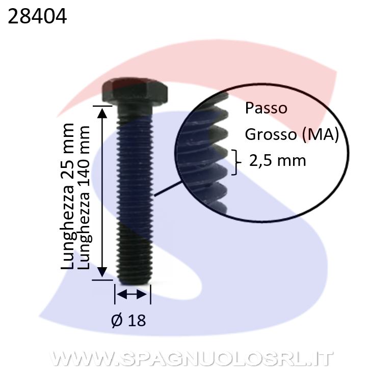 VITE T.ESAG 8.8 M18X140 PASSOGROSSO TOTAL.FILET.BRUNITA - VITI VITTEM18X140TF