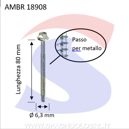 VITI AUTOPERFORANTI 6,3X80PARZIALMENTE FILETTATA ZINCATA - AMBROVIT 18908