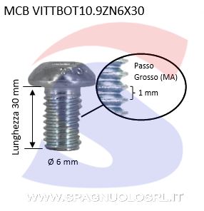VITE TESTA BOTTONE 10.9 6X30ESAGONALE ZINCATA - VITI VITTBOT10.9ZN6X30