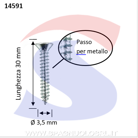 VITE AUTOFILETTANTE 3,5X30 INOXA TSP CON IMPRONTA A CROCE - MUSTAD 19607