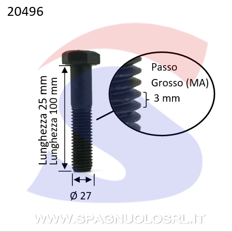 VITI T.ESAG.10.9 M27X100 PASSOGROSSO PARZ.FILET.BRUNITA - VIPA 103700027100