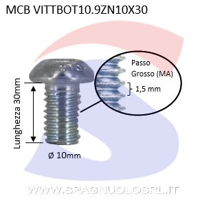 VITE TESTA BOTTONE 10.9 10X30ESAGONALE ZINCATA - VITI VITTBOT10.9ZN10X30