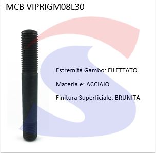 VITI PRIGIONIERE M08 L 30A RADICE CORTA - VITI VIPRIGM08L30