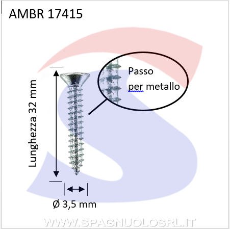 VITE AUTOFILETTANTE M3,5X32 TESTA SVASATA PIANA ZINCATE - AMBROVIT 17415