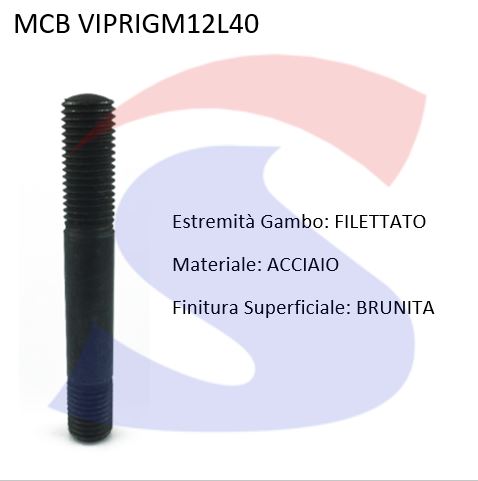 VITI PRIGIONIERE M12 L 40A RADICE CORTA - VITI VIPRIGM12L40