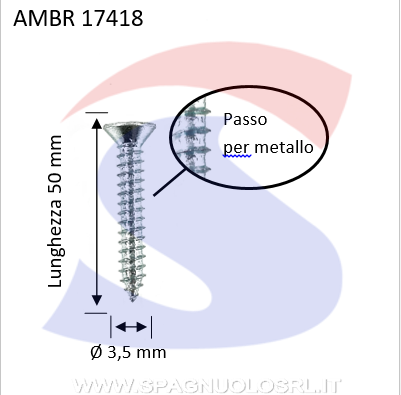 VITE AUTOFILETTANTE M3,5X50 TESTA SVASATA PIANA ZINCATE - AMBROVIT 17418
