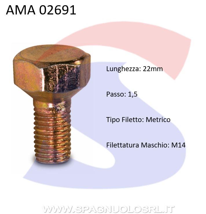 VITE TESTA SVP D.14X1,5X22PER RUOTE TRATTORE - AMA 02691