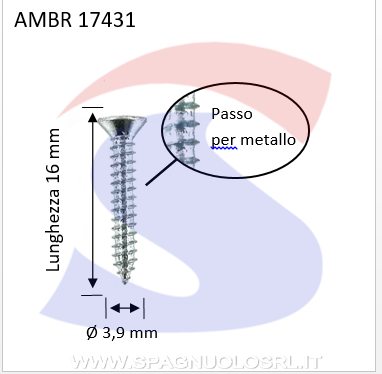 VITI PER METALLO ZN 3,9X16 MMAUTOFILETT. A TSP A CROCE - AMBROVIT 17431