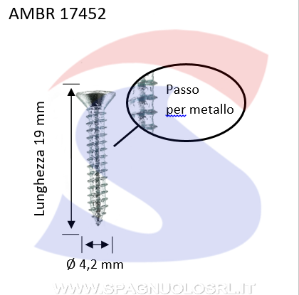 VITI AUTOF ZN 4,2X19 A TSPCON IMPRONTA A CROCE - AMBROVIT 17452