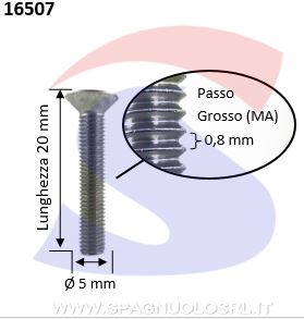 VITE TSPEI CON CAVA ESAG 5X20INOX A2 TOT FIL PASSO GROSSO - INOX 7991-2-5*20