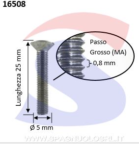 VITE TSPEI CON CAVA ESAG 5X25INOX A2 TOT FIL PASSO GROSSO - INOX 7991-2-5*25