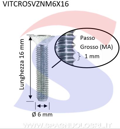 VITE A TSP C/IMPRONTA 6X16CROCE ZN TF - VITI VITCROSVZNM6X16