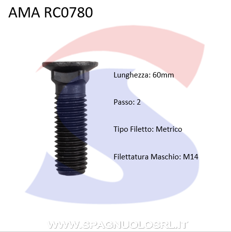 BULLONE M14X60 T.SVAS.PIANA QUADRO SOTTO TESTA - AMA RC0780