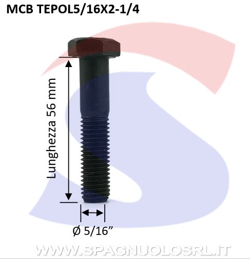 VITE IN POLLICE 5/16X2-1/2" T.ESAG.INOX - VITI TEA4POL5/16X2-1/2