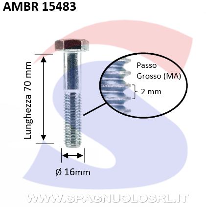 VITE T.ESAG.8,8 M16X70 PASSOGROSSO PARZIALM.FILET.ZINCATA - AMBROVIT 15483