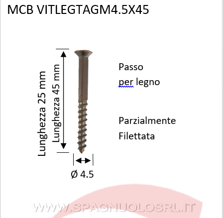 VITE PER LEGNO A TS CON IMPRA TAGLIO BRUNITA M4,5X45 - VITI VITLEGTAGM4.5X45