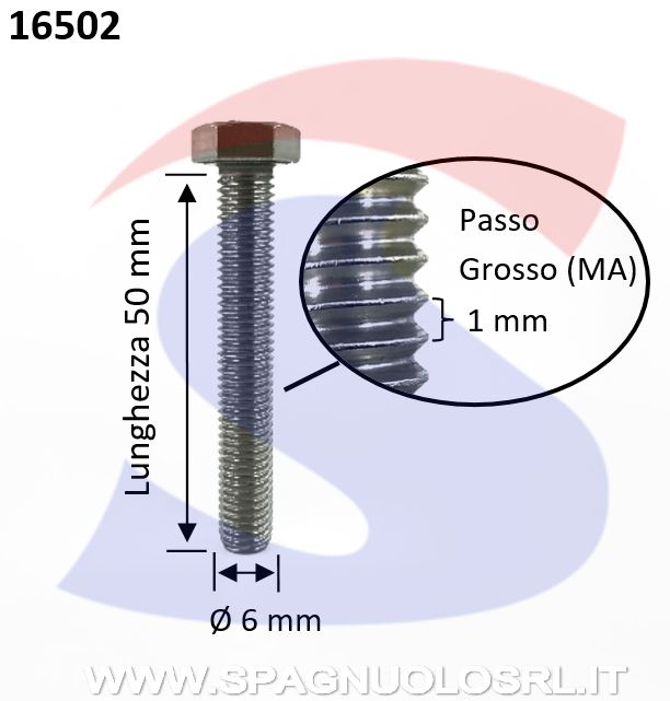 VITE T.ESAG.INOX A2 M6X50 PASSO GROSSO TOTAL.FILET. - INOX 933-2-6*50