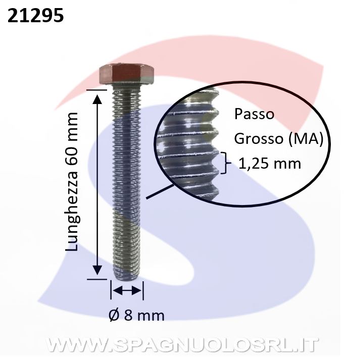 VITE T.ESAG.INOX A2 M8X60 PASSO GROSSO TOTAL.FILET. - INOX 933-2-8*60