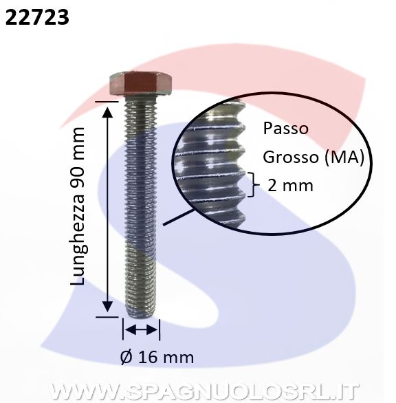VITE T.ESAG.INOX A2 M16X90 PASSO GROSSO TOTAL.FILET. - INOX 933-2-16*90