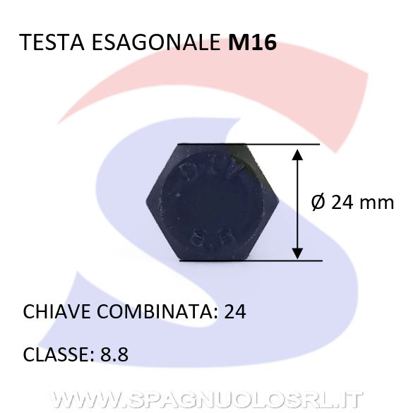VITI T.ESAG.8.8 M16X70 PASSO GROSSO PARZ.FILET.BRUNITA - VITI VITTEM16X70