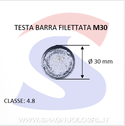 BARRA FILETTATA ZN 4.8 M30DA 1MT ZINCATA PASSO 3,5 - VITI BARZNM30