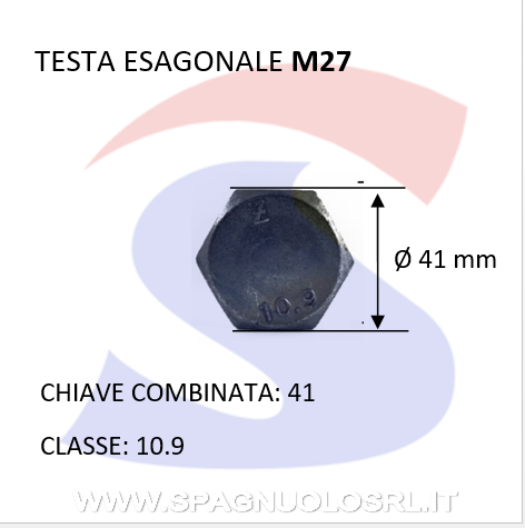 VITI T.ESAG.10.9 M27X100 PASSOGROSSO PARZ.FILET.BRUNITA - VIPA 103700027100