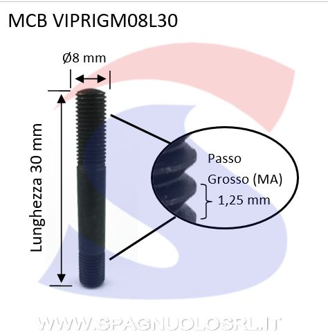 VITI PRIGIONIERE M08 L 30A RADICE CORTA - VITI VIPRIGM08L30