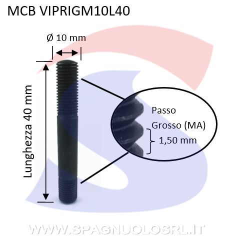 VITI PRIGIONIERE M10 L 40A RADICE CORTA - VITI VIPRIGM10L40