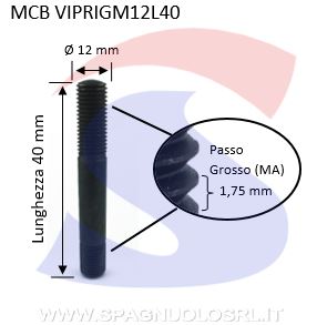 VITI PRIGIONIERE M12 L 40A RADICE CORTA - VITI VIPRIGM12L40
