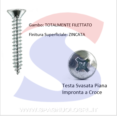 VITE AUTOFILETTANTE M3,5X50 TESTA SVASATA PIANA ZINCATE - AMBROVIT 17418