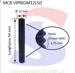 VITI PRIGIONIERE M12 L 50A RADICE CORTA - VITI VIPRIGM12L50