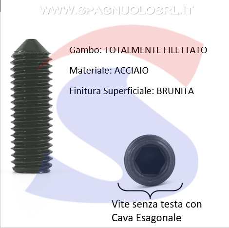 GRANI CAVA ESAGONALE M10X50ESTREMITA'CONICA NERE P.GROSSO - VITI GRACONGREM10X50