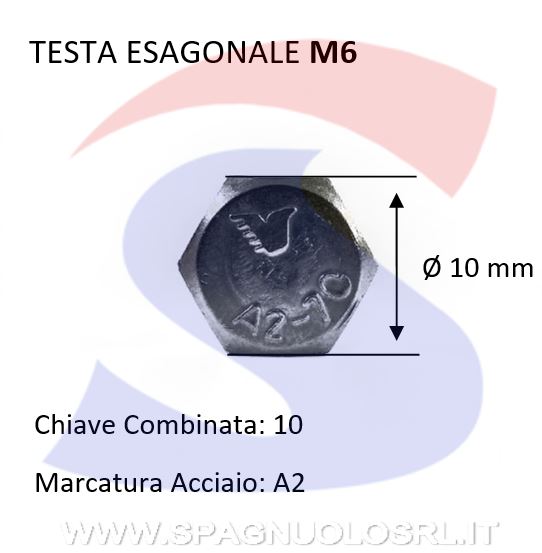 VITE T.ESAG.INOX A2 M6X50 PASSO GROSSO TOTAL.FILET. - INOX 933-2-6*50