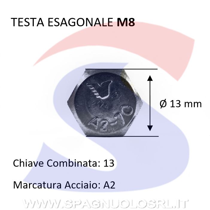 VITE T.ESAG.INOX A2 M8X60 PASSO GROSSO TOTAL.FILET. - INOX 933-2-8*60